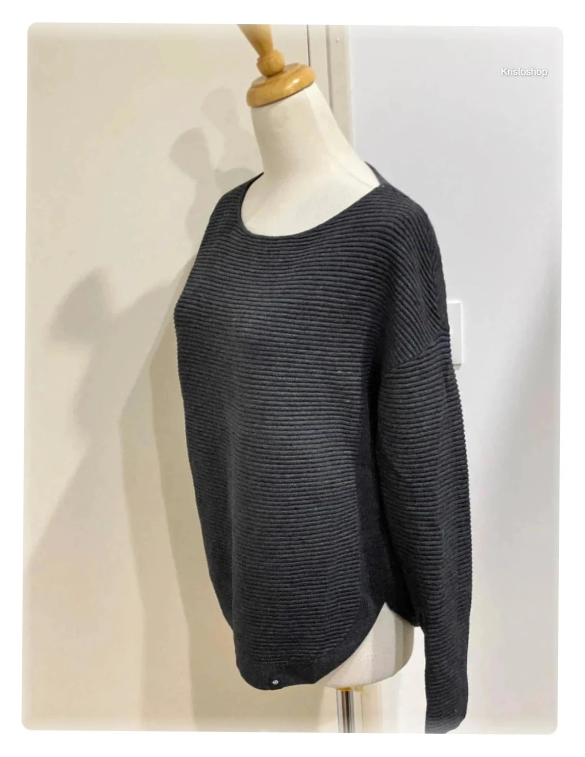 Bonobo round neck crew neck ribbed long sleeve grey sweatshirt Size S – photo 4